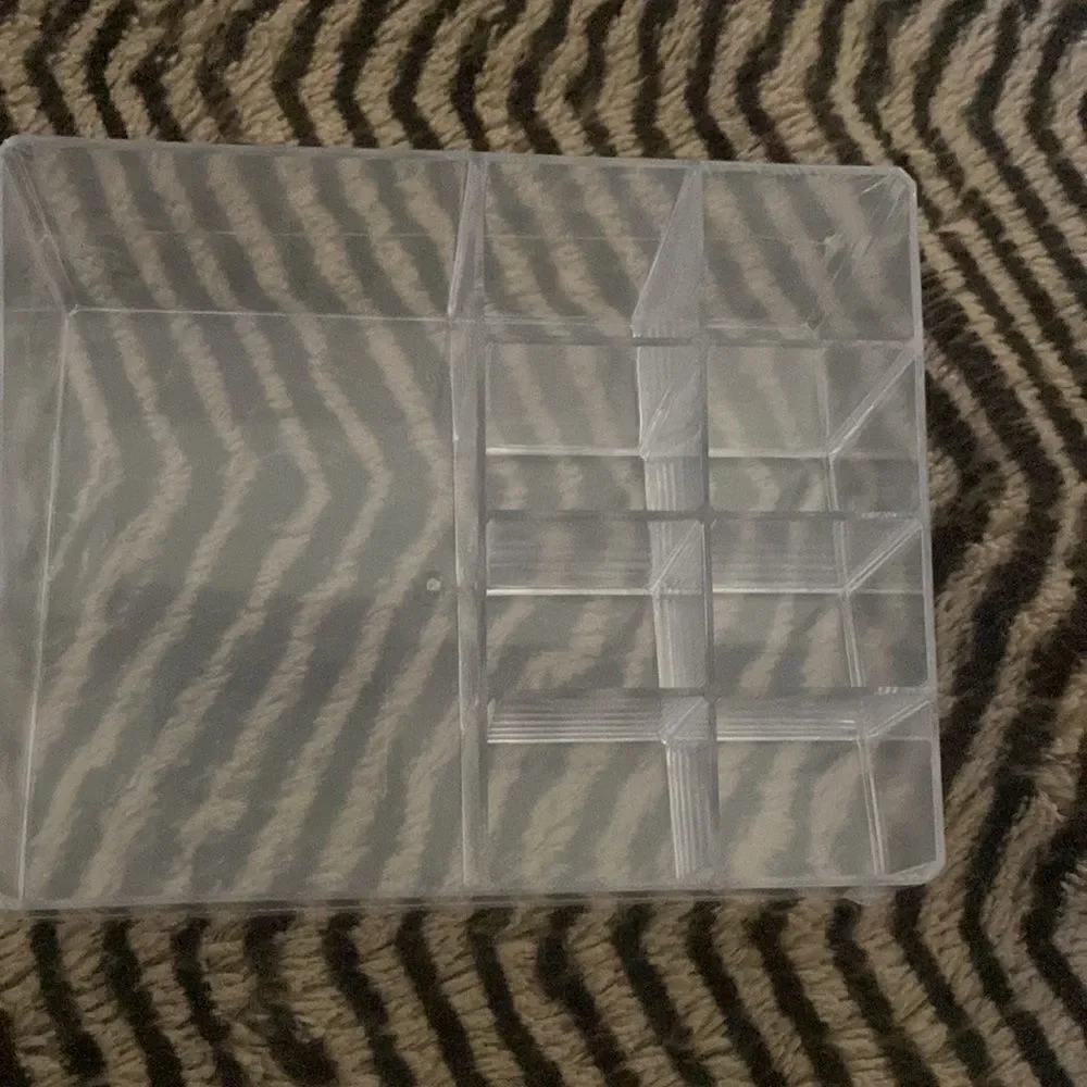 Two clear make up organizing tray
